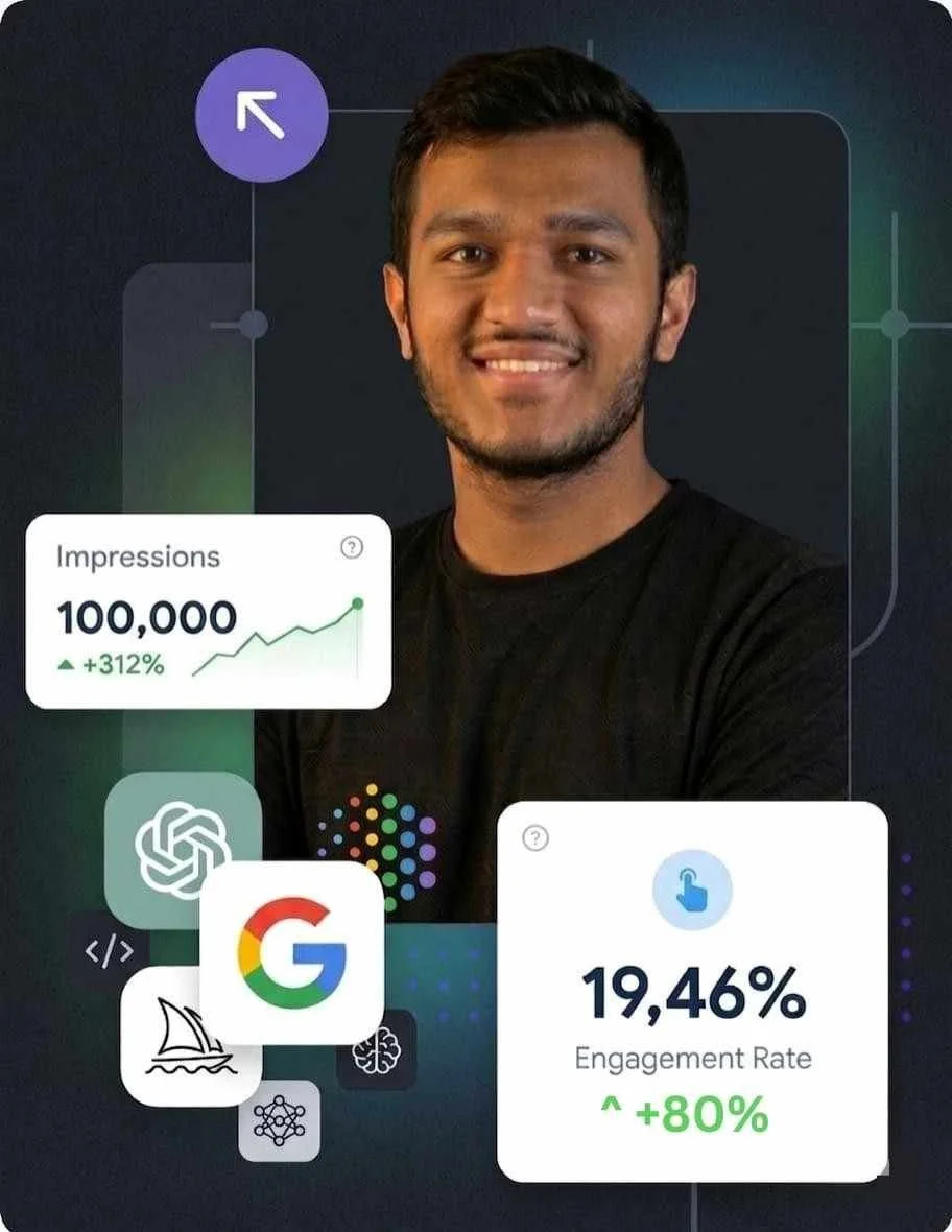Digital marketing expert from DigitalizeUtsav showing business growth analytics, AI tools, and performance marketing results